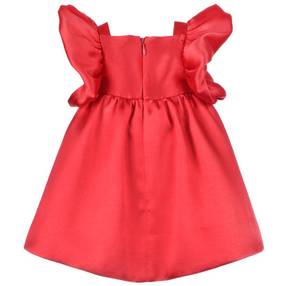 Baby's Twisted Sleeve High Low Dress & Bloomers in Cherry