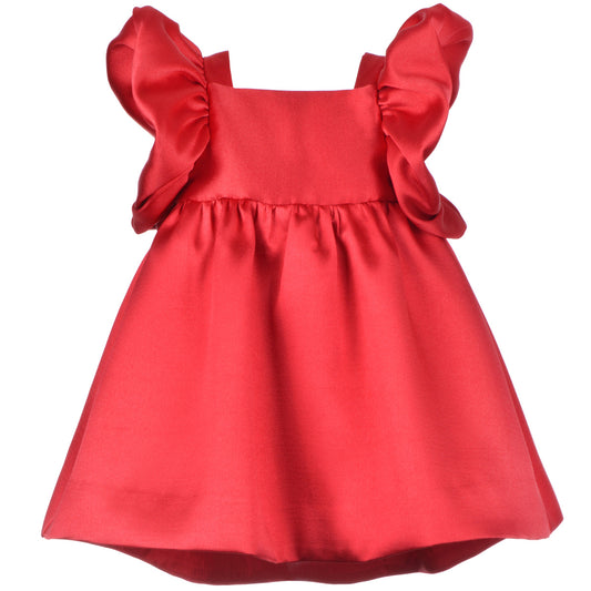 Baby's Twisted Sleeve High Low Dress & Bloomers in Cherry