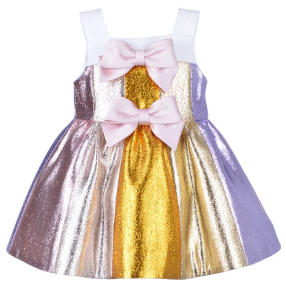 Baby's Rainbow Strappy Bodice Dress & Bloomers