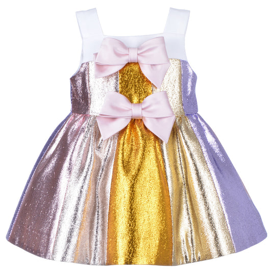 Baby's Rainbow Strappy Bodice Dress & Bloomers