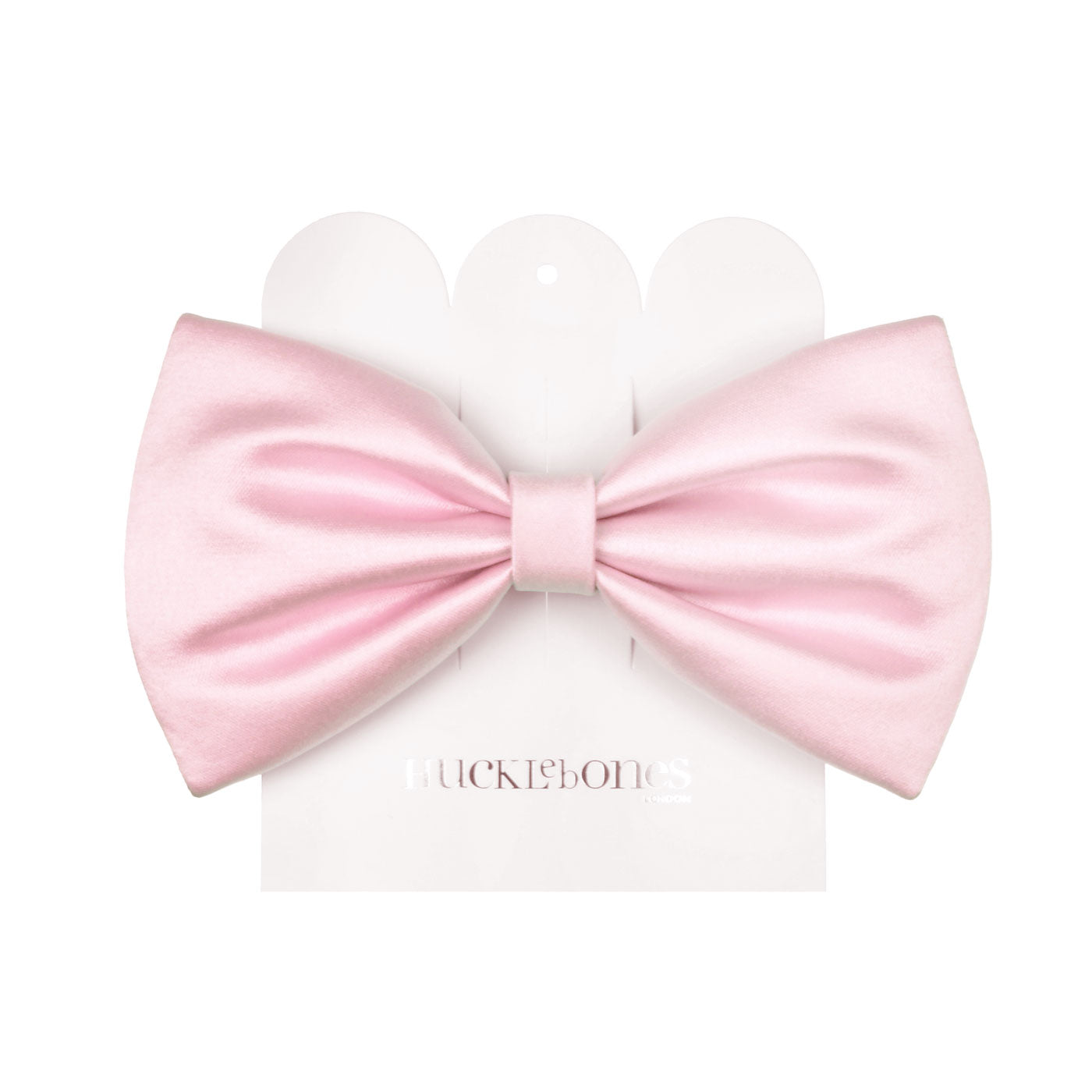 Pink satin bow hair clip with tied center band