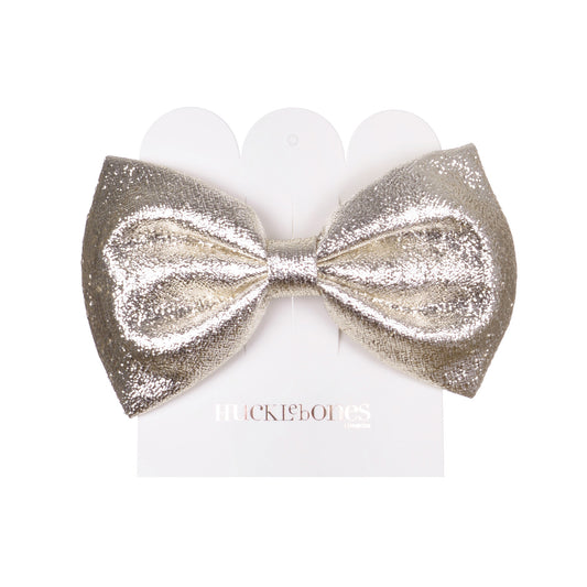 Girl's Bow Hairclip in White Gold