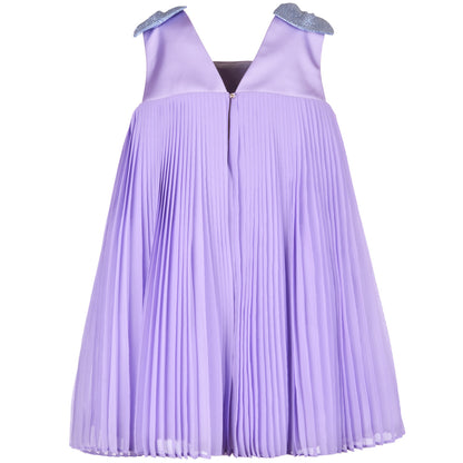 Girl's  Pleated Trapeze Dress in Lilac