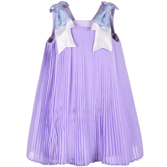 Girl's  Pleated Trapeze Dress in Lilac