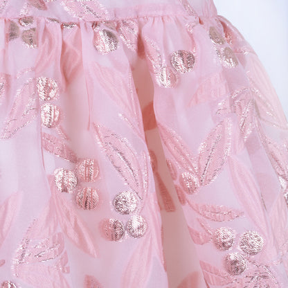 Girl's Tiered Midi Bodice Dress in Dusky Rose