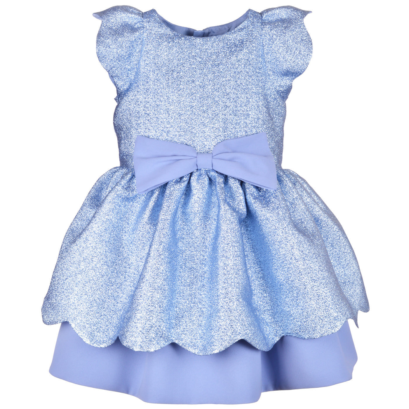 Girl's Scalloped Bodice Dress in Aquamarine