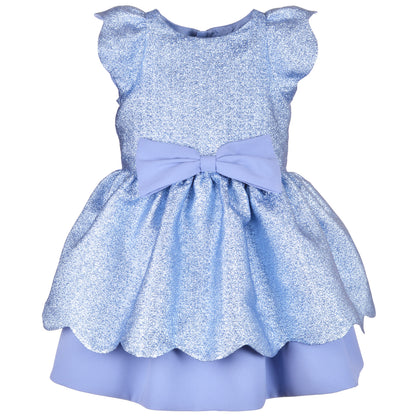 Girl's Scalloped Bodice Dress in Aquamarine