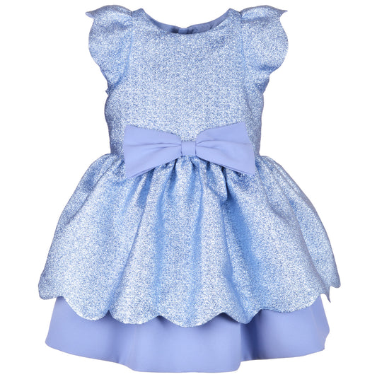 Girl's Scalloped Bodice Dress in Aquamarine