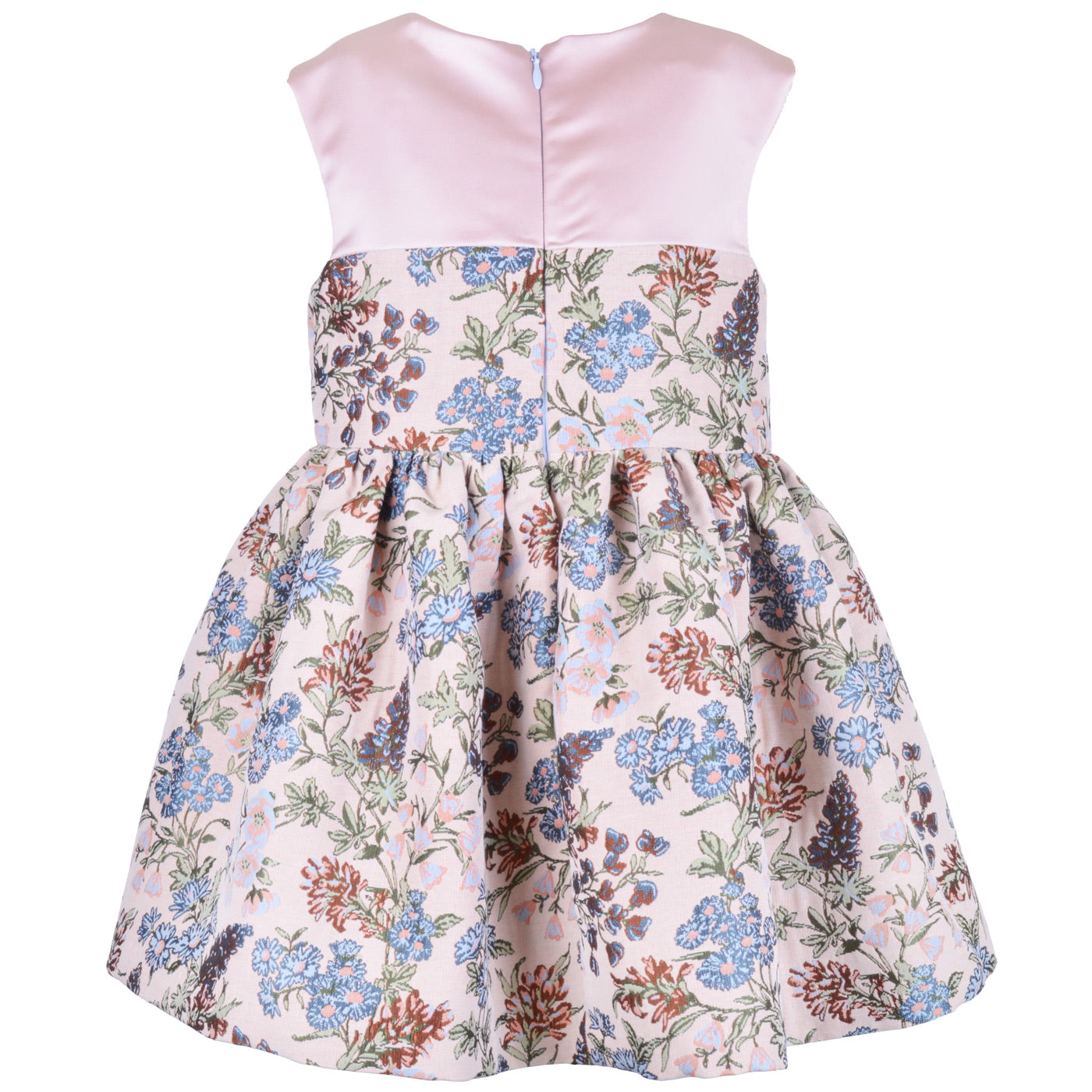 Girl's Ruffle Bib Bodice Dress in Aquamarine and Pistachio