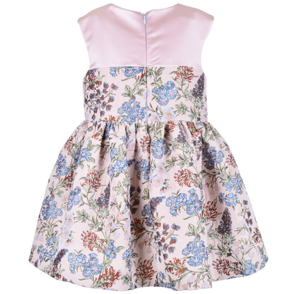 Girl's Ruffle Bib Bodice Dress in Aquamarine and Pistachio