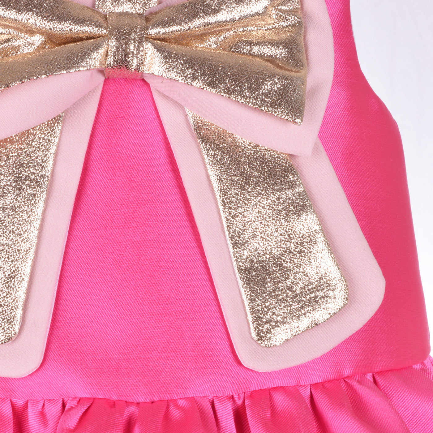 Baby's Guilded Bow Shift Dress & Bloomers in Hot PInk
