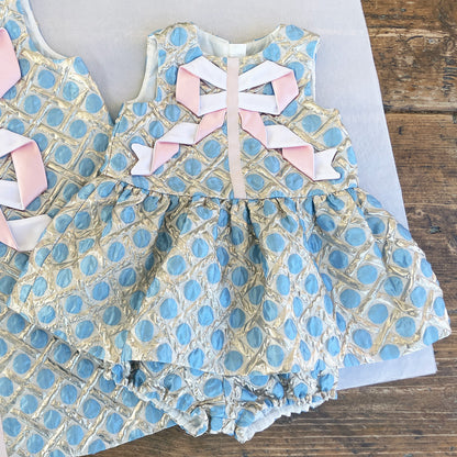Origami Ribbon Peplum Dress & Bloomers