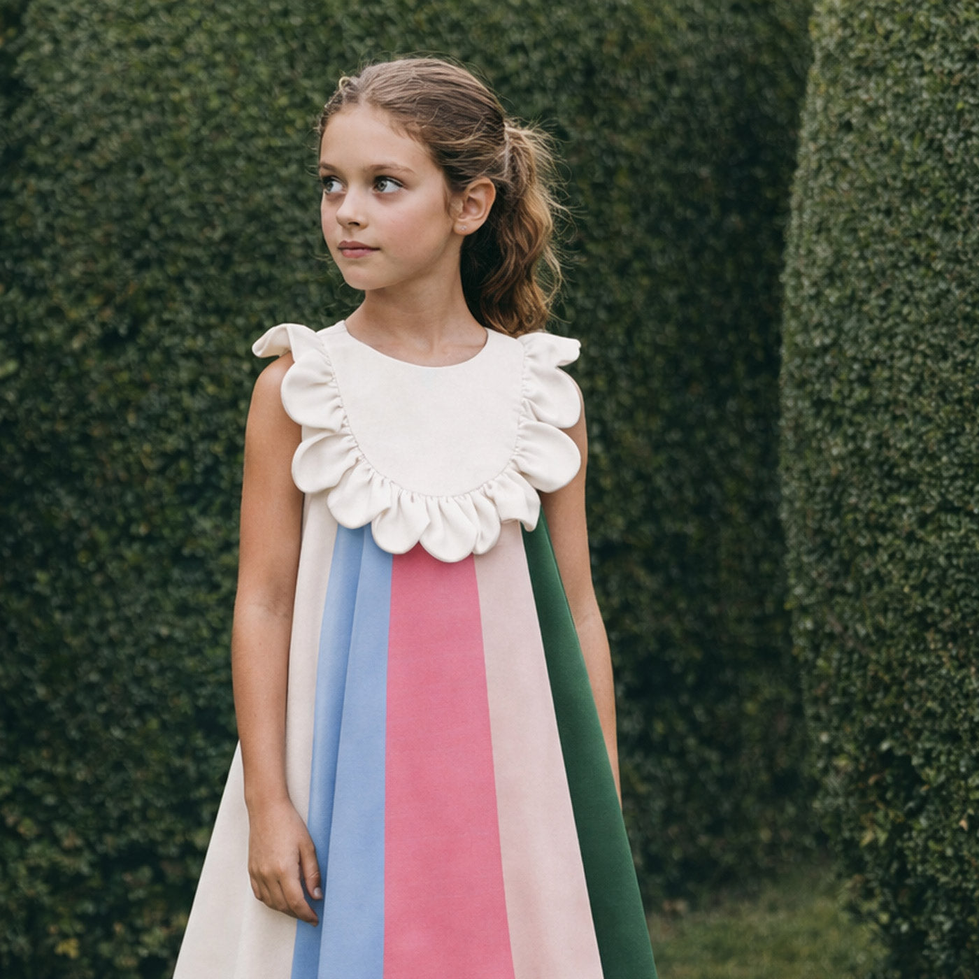 Ruffle Bib Rainbow Dress