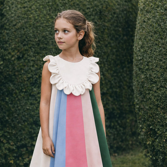 Ruffle Bib Rainbow Dress