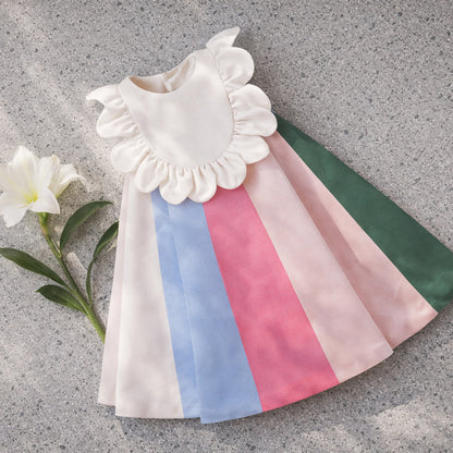 Ruffle Bib Rainbow Dress