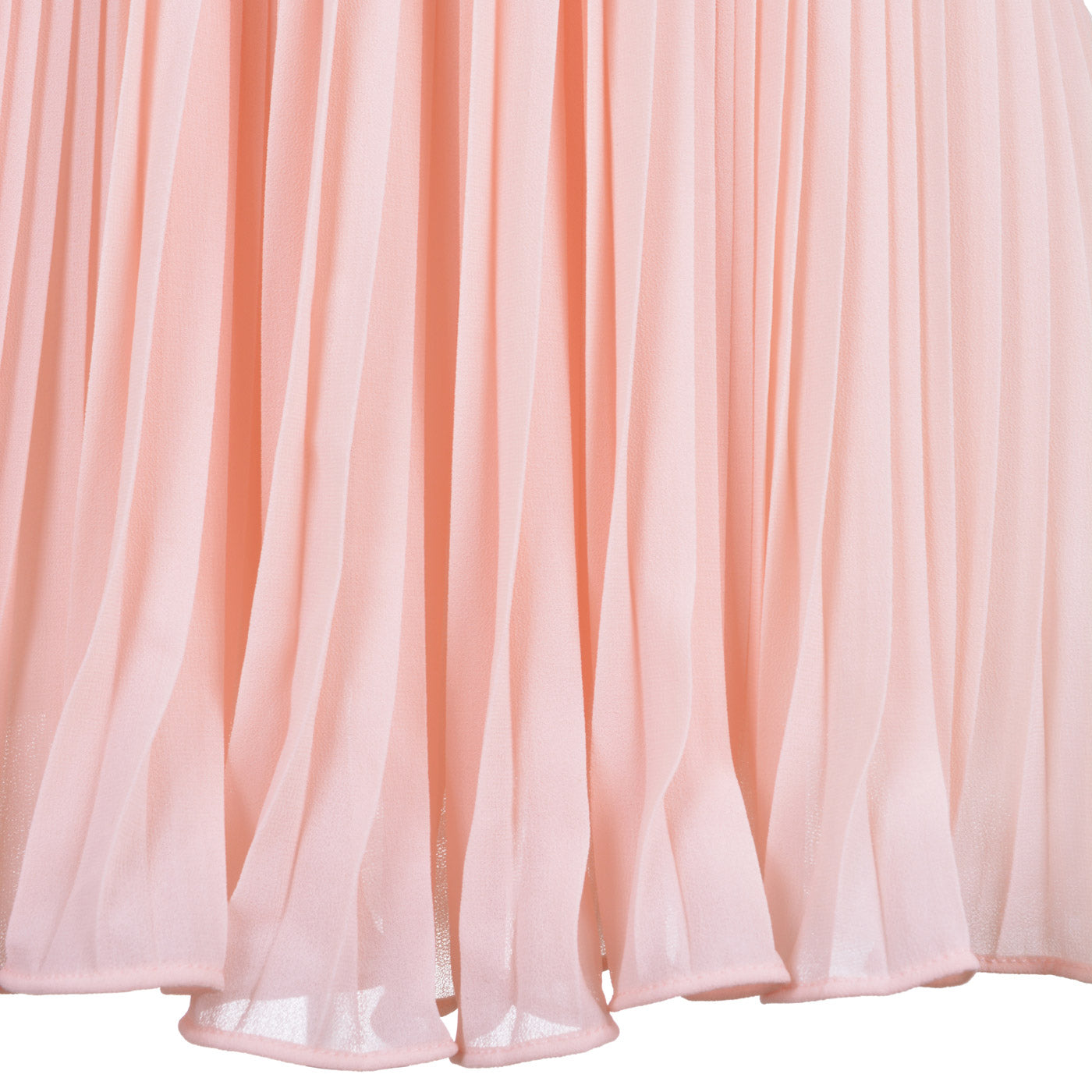 Peach pleated skirt with gathered hem and soft drape