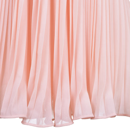 Peach pleated skirt with gathered hem and soft drape