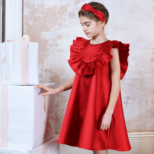 Ruffle Bib Trapeze Dress