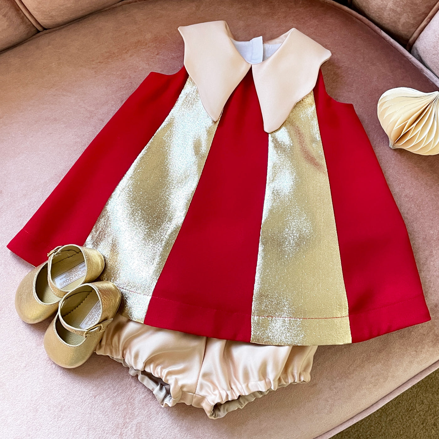 Candy Cane Trapeze Dress & Bloomers