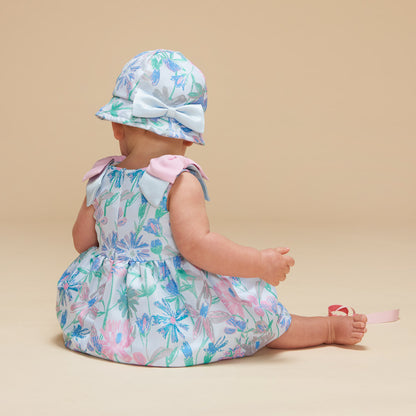 Baby's Shoulder Bow Bodice Dress & Bloomers in Mint and Cerulean
