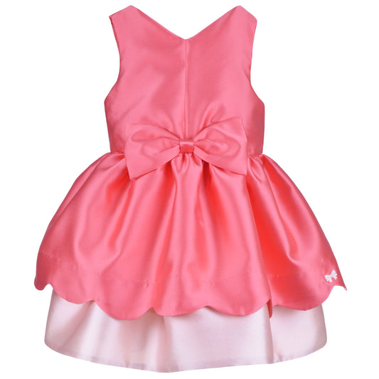 Girl's Scalloped Bodice Dress in Raspberry