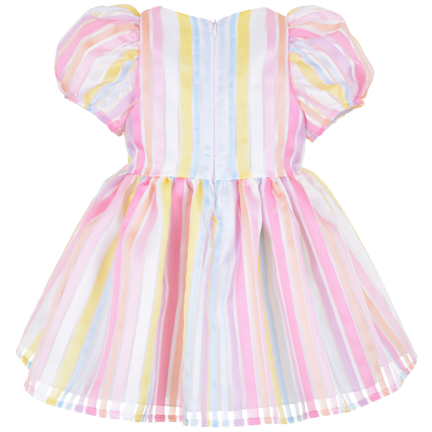 Girl's  Puff Sleeve Bodice Dress in Multi
