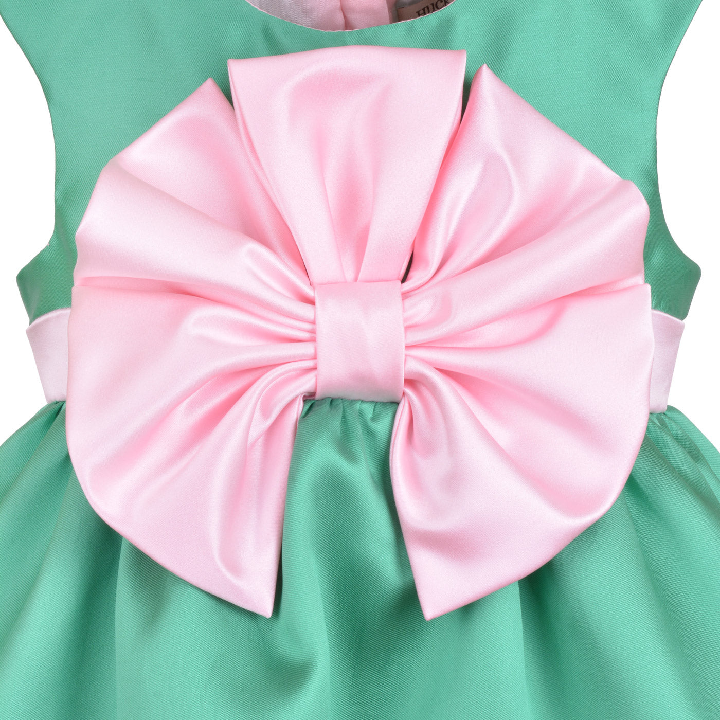 Girl's Banded High Low Dress in Spring Green