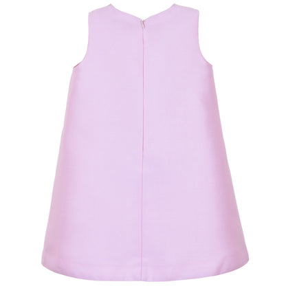 Girl's Guilded Bow Shift Dress in Sugared Almond