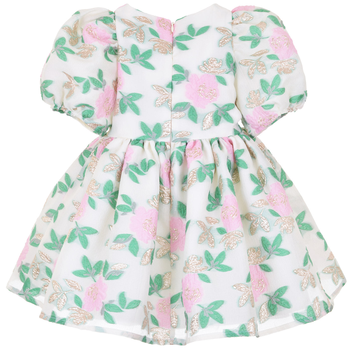 Girl's Puff Sleeve Bodice Dress in Spring Green