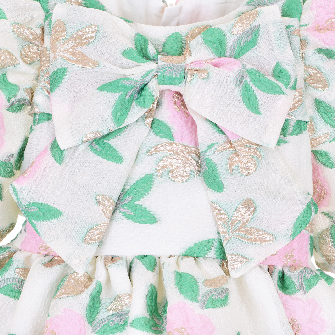 Girl's Puff Sleeve Bodice Dress in Spring Green