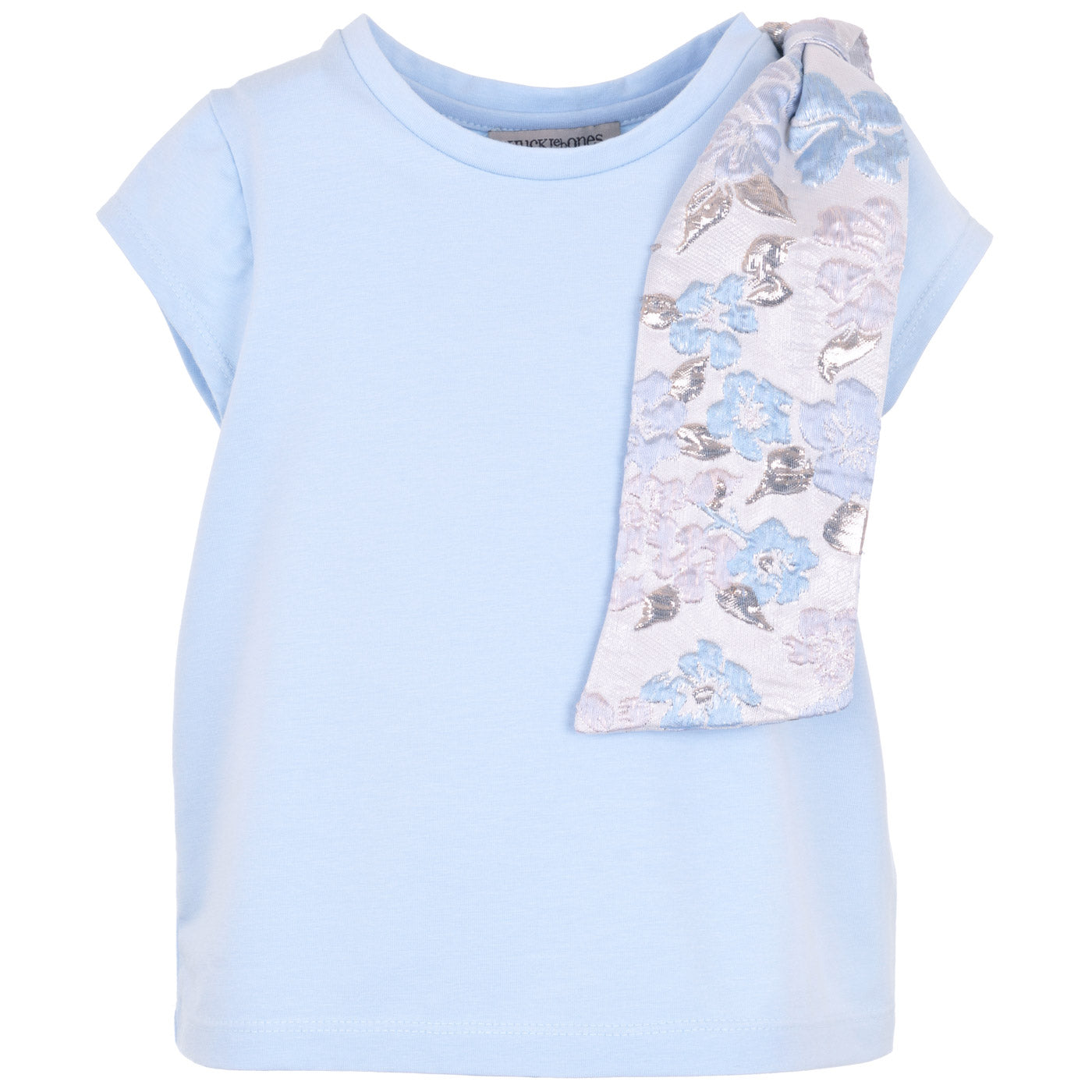Girl's Jersey T-shirt in Powder Blue and Cream