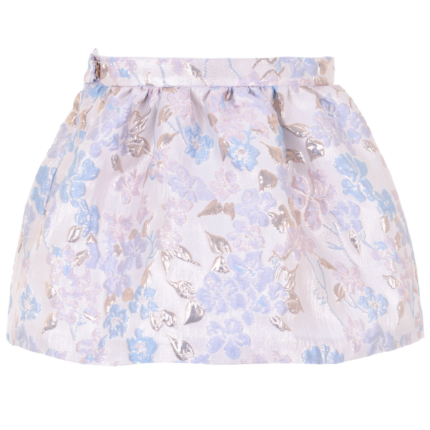 Girl's Gathered Skirt in Powder Blue and Cream