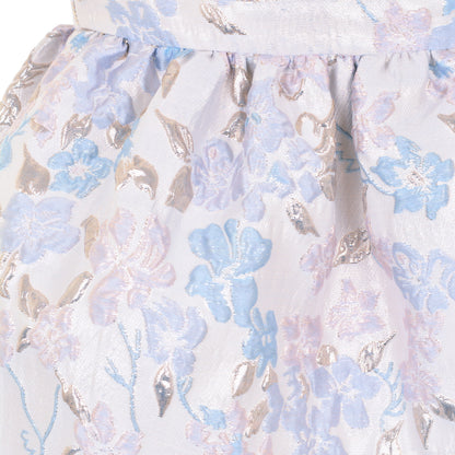 Girl's Gathered Skirt in Powder Blue and Cream