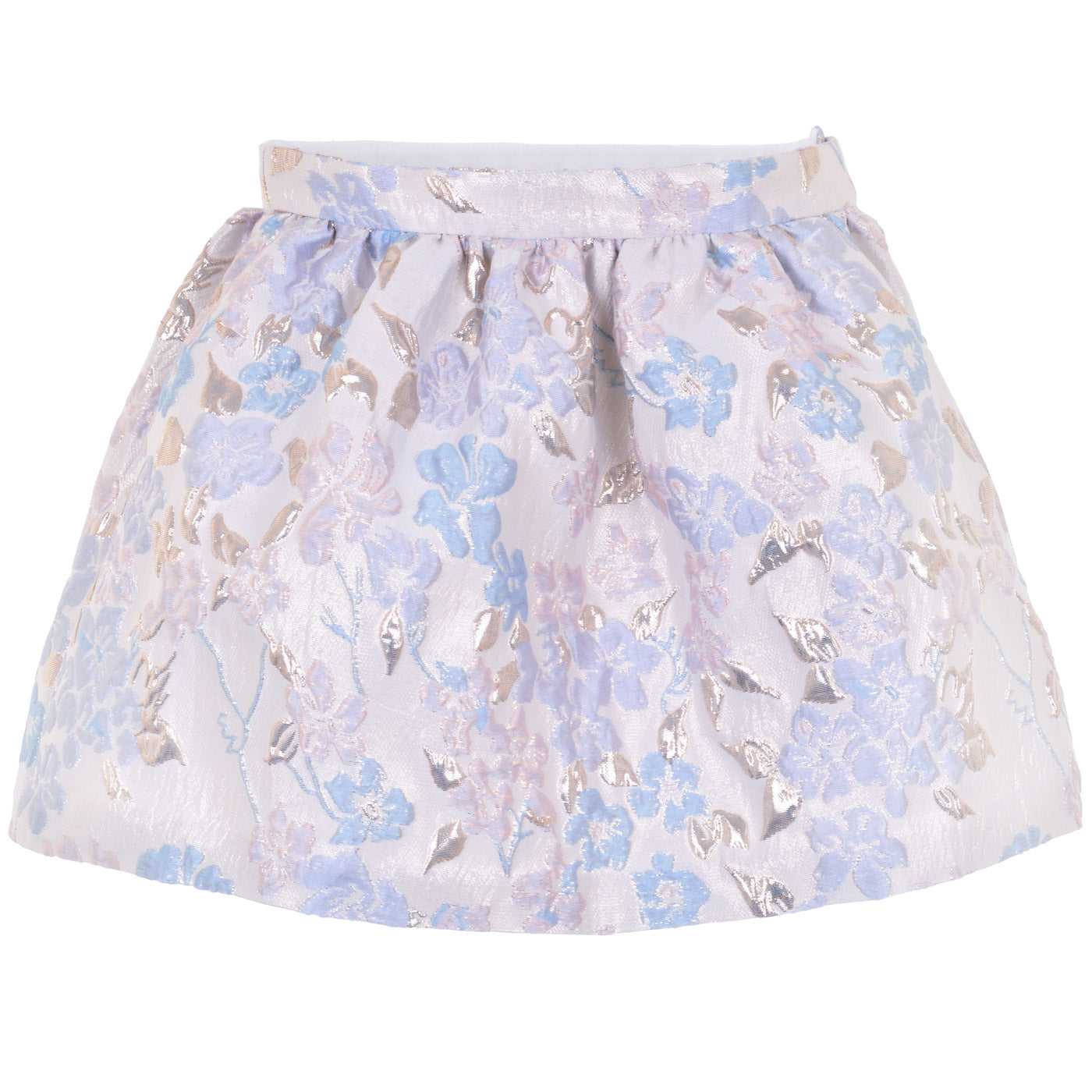 Girl's Gathered Skirt in Powder Blue and Cream