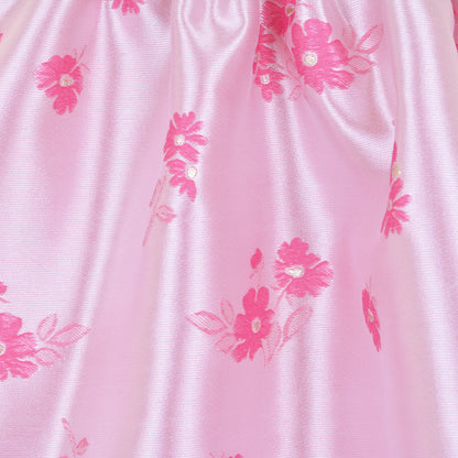 Girl's Twisted Sleeve High Low Dress in Bright Pink and  Rose