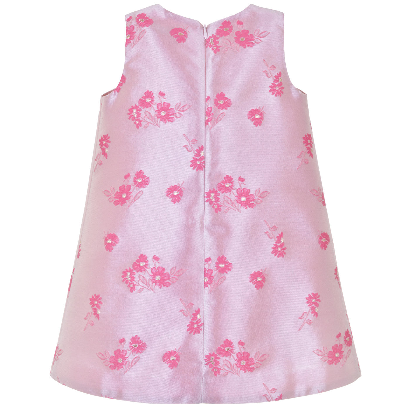 Girl's Guilded Bow Shift Dress in Bright Pink and Rose