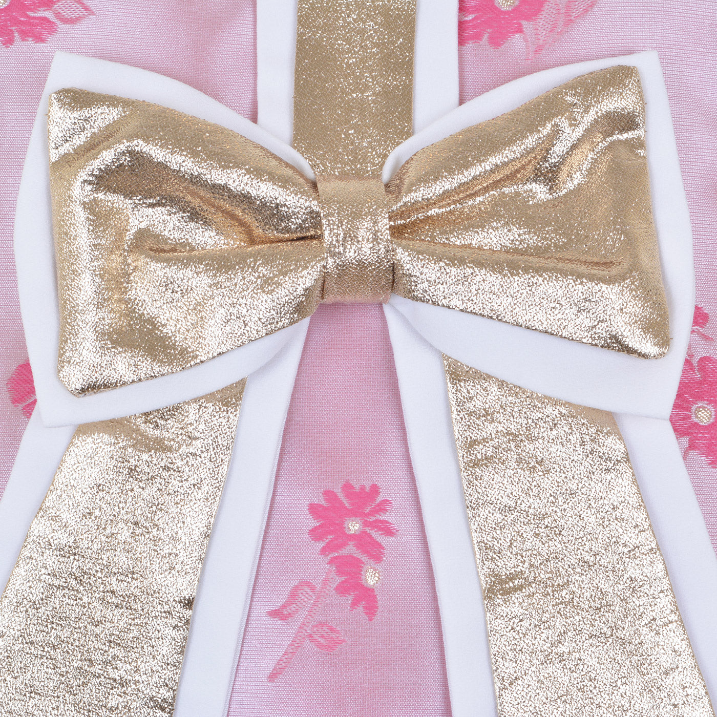 Girl's Guilded Bow Shift Dress in Bright Pink and Rose
