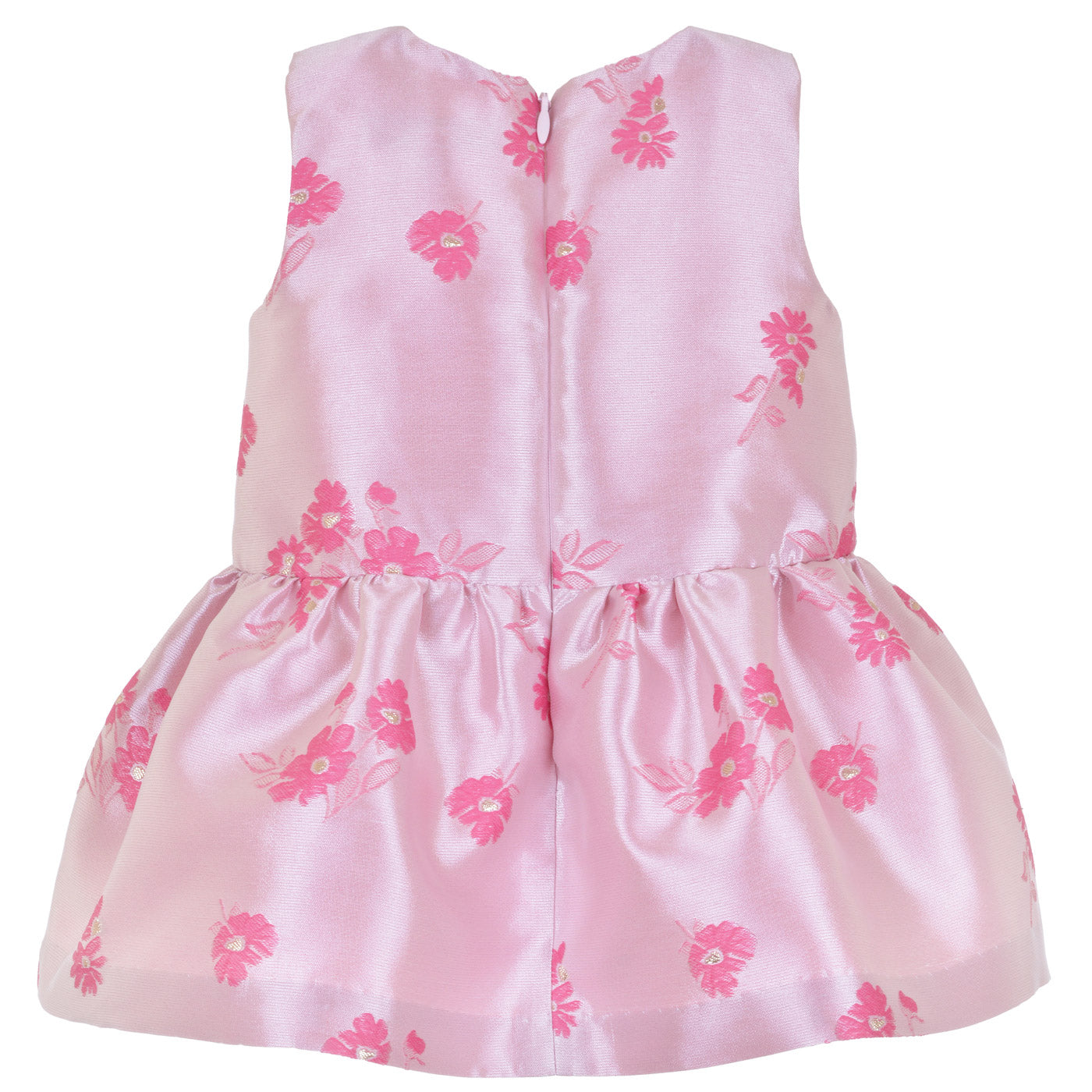 Baby's Guilded Bow Shift Dress & Bloomers in Bright Pink