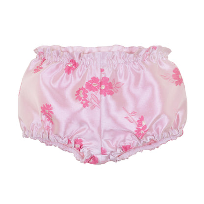 Baby's Guilded Bow Shift Dress & Bloomers in Bright Pink