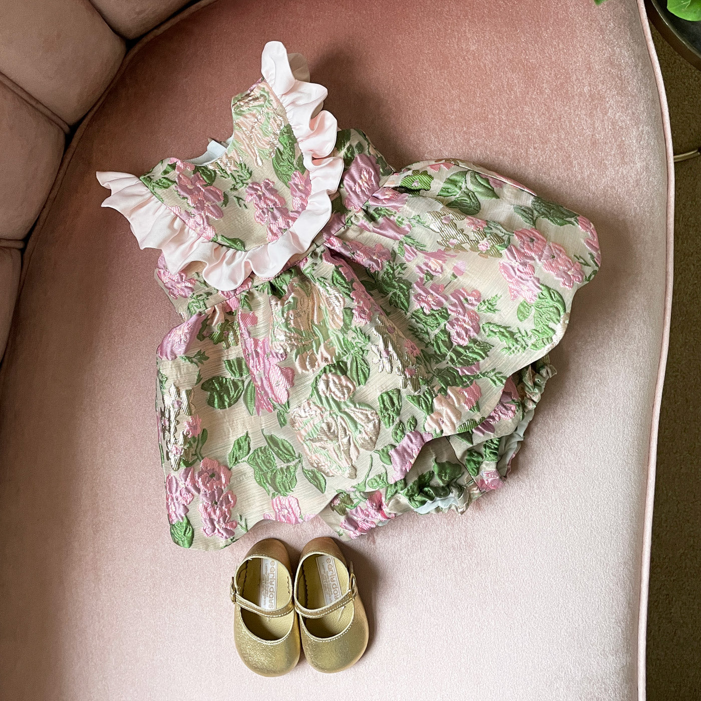Scalloped Ruffle Bodice Dress & Bloomers