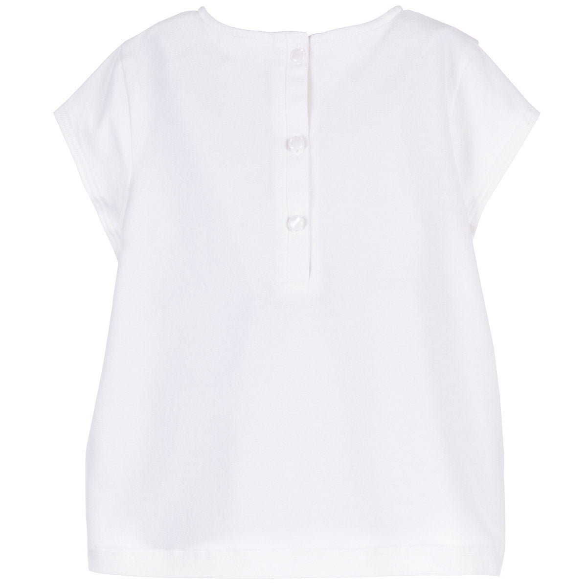 Girl's Bow Jersey T-shirt in Milk White