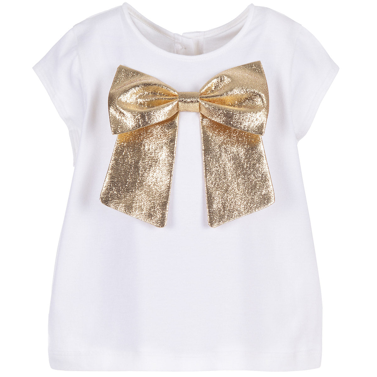 Girl's Bow Jersey T-shirt in Milk White