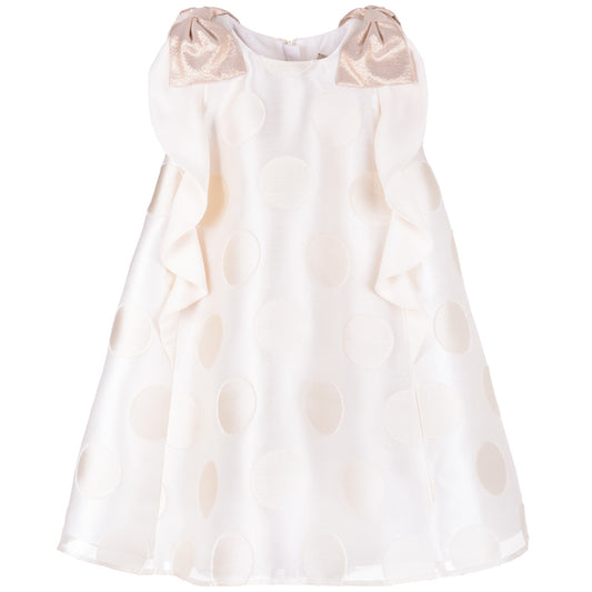Girl's Ruffle Trapeze Dress in Cream