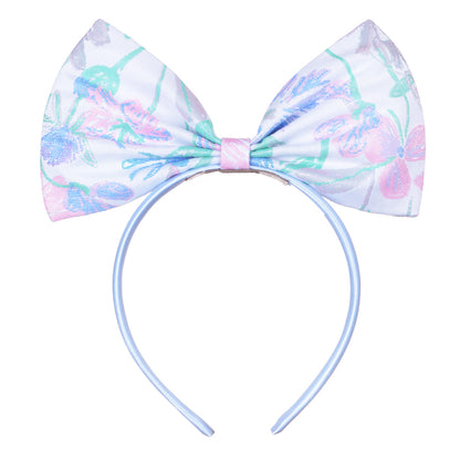 Girl's Giant Bow Hairband in Mint and Cerulean
