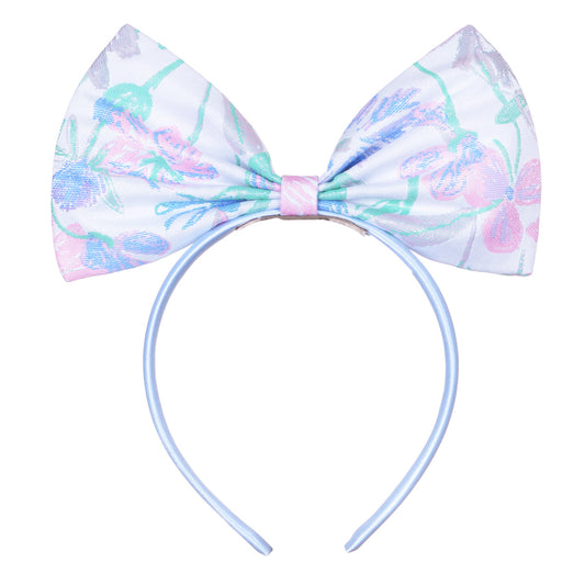 Girl's Giant Bow Hairband in Mint and Cerulean