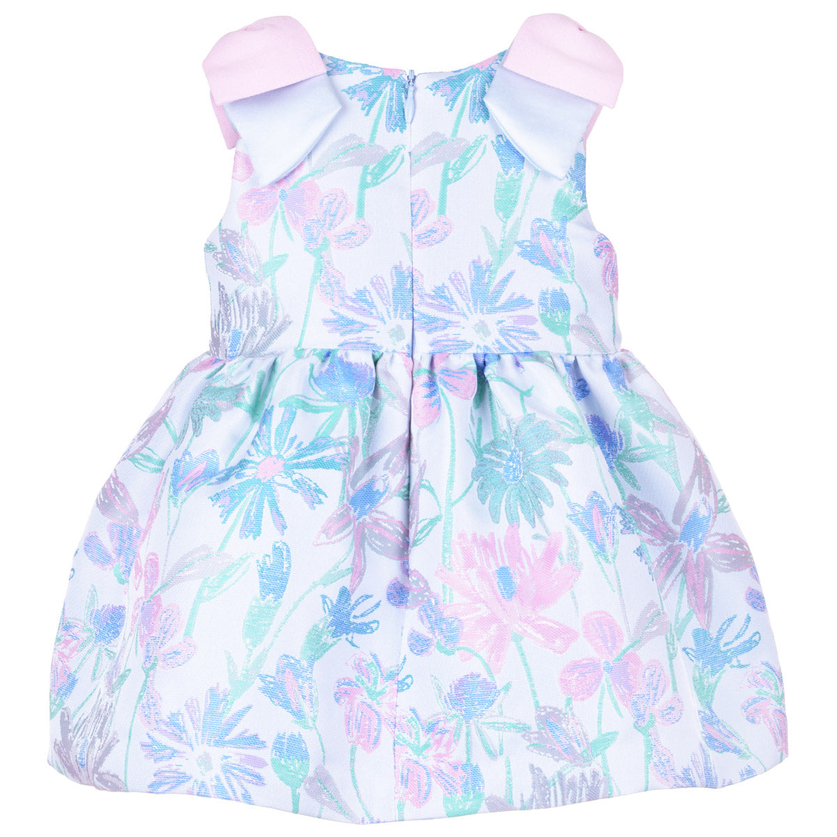 Baby's Shoulder Bow Bodice Dress & Bloomers in Mint and Cerulean