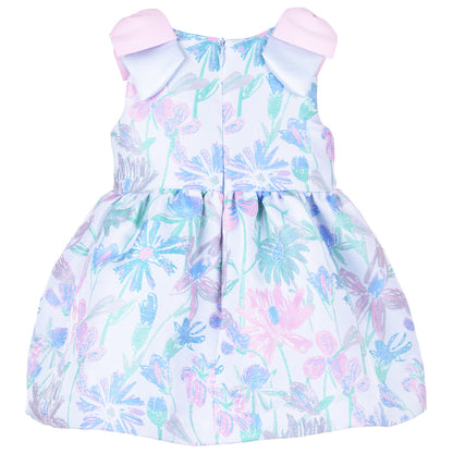 Baby's Shoulder Bow Bodice Dress & Bloomers in Mint and Cerulean