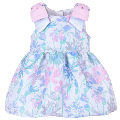 Baby's Shoulder Bow Bodice Dress & Bloomers in Mint and Cerulean