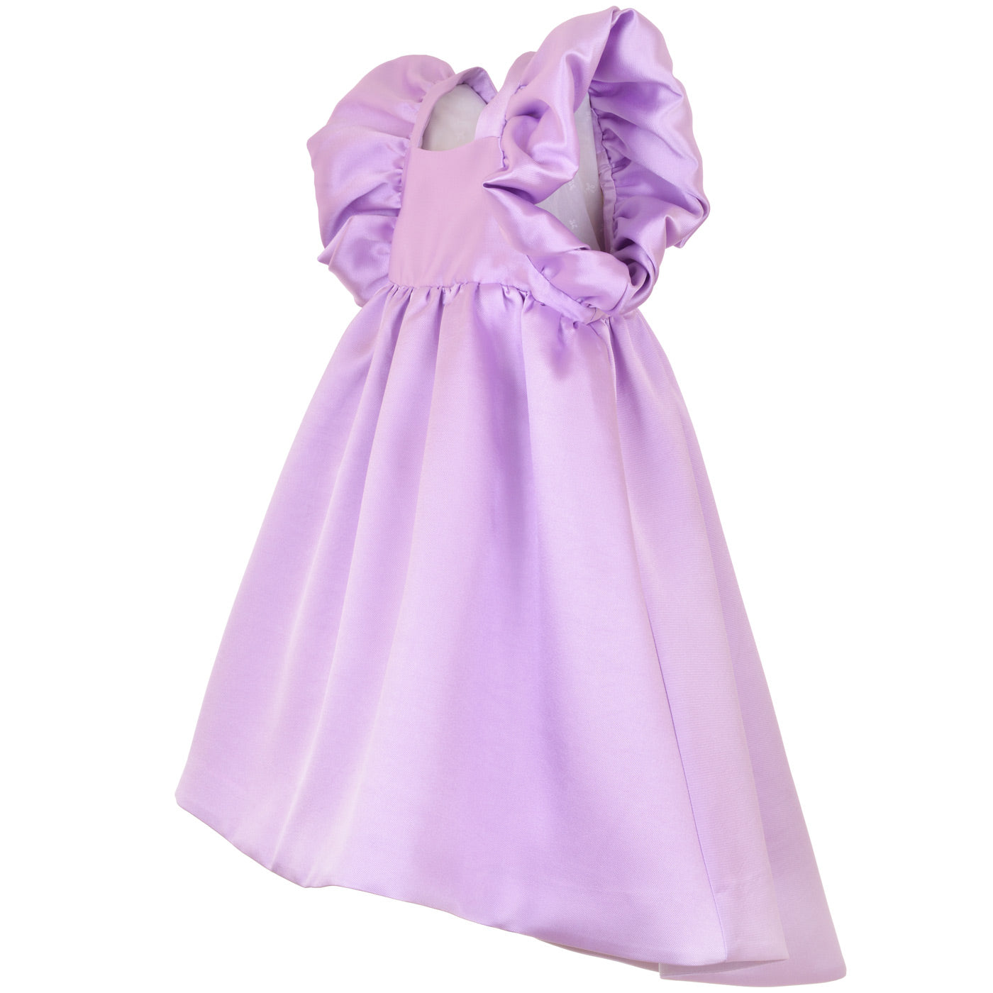 Girl's Twisted Sleeve High Low Dress in Lilac