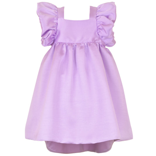 Girl's Twisted Sleeve High Low Dress in Lilac